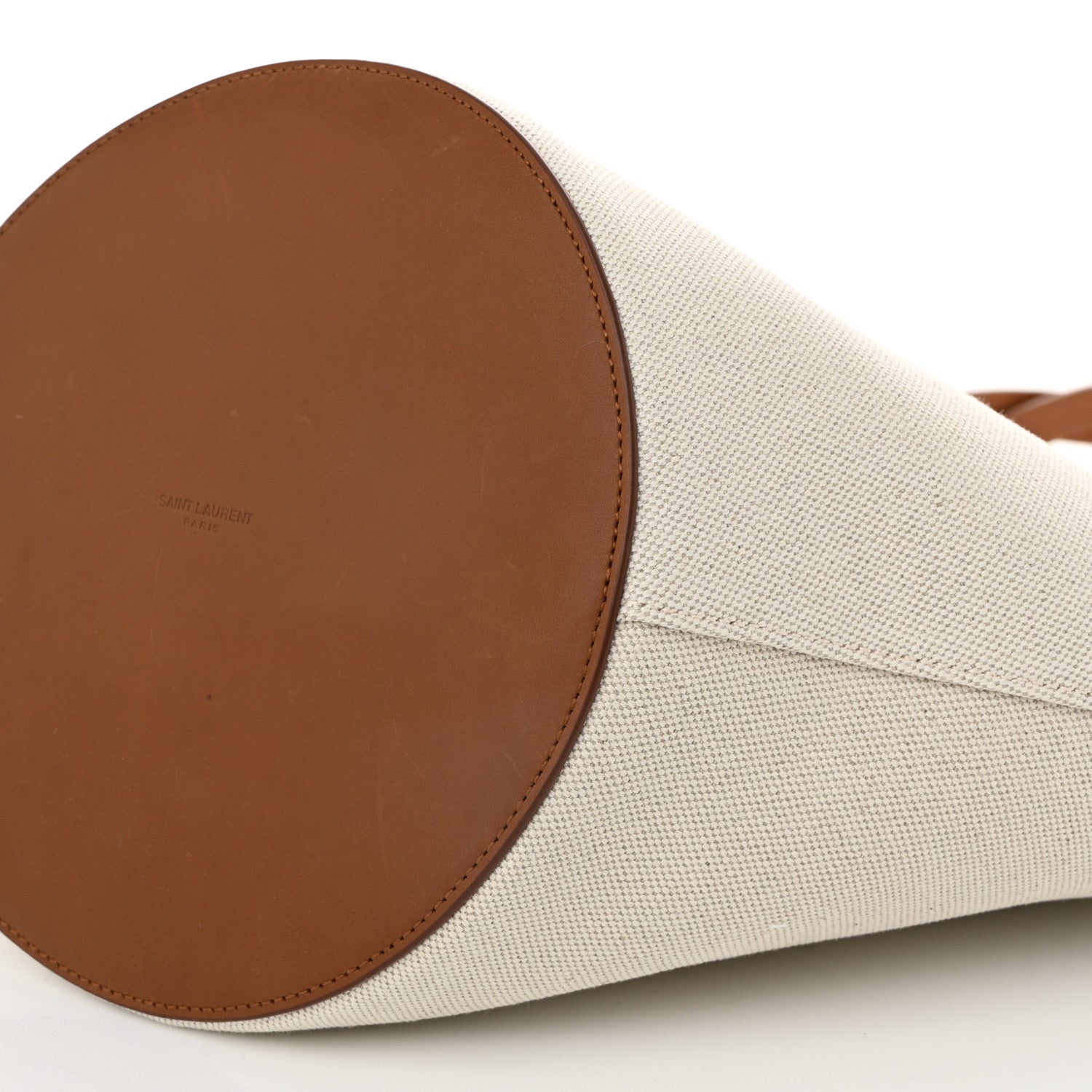 Saint Laurent Linen Calfskin Rive Gauche Tote Greggio Brick 10 of 10
