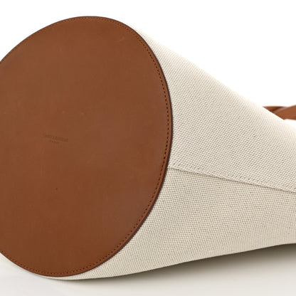 Saint Laurent Linen Calfskin Rive Gauche Tote Greggio Brick 10 of 10