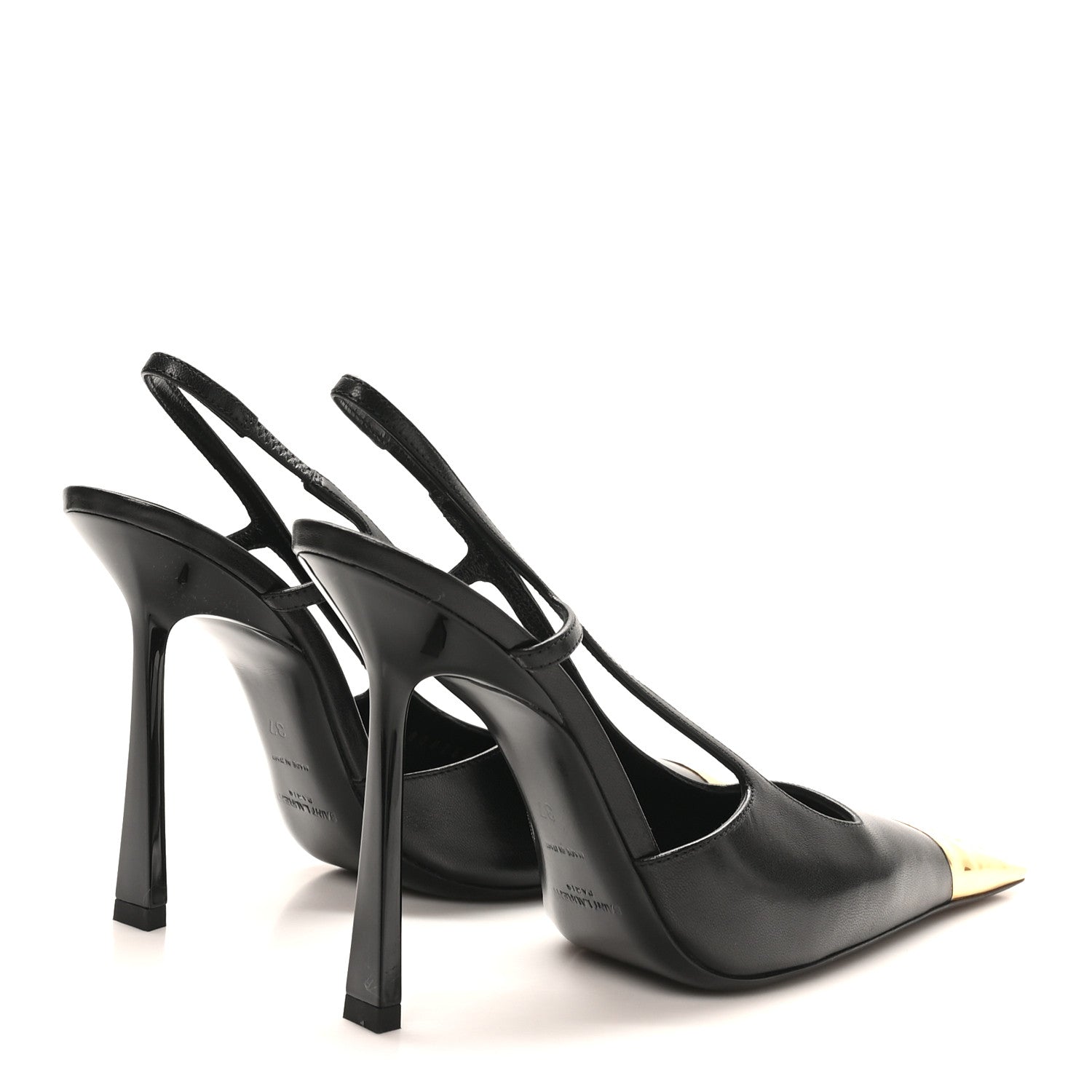 Saint Laurent Smooth Calfskin Jeanne 110 Slingback Pumps 37 Black 5 of 10