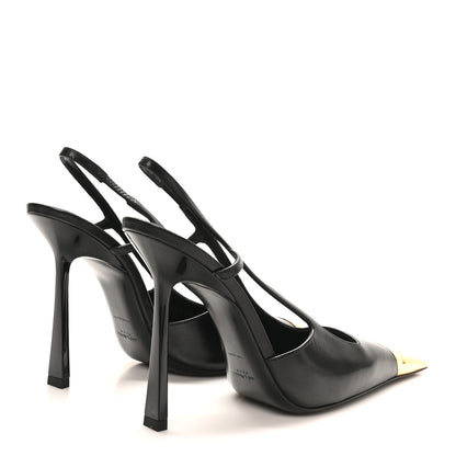 Saint Laurent Smooth Calfskin Jeanne 110 Slingback Pumps 37 Black 5 of 10