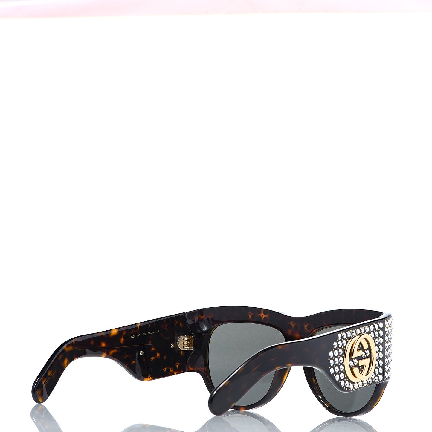Acetate Crystal Oversize Hollywood Forever Sunglasses GG0144S Tortoiseshell