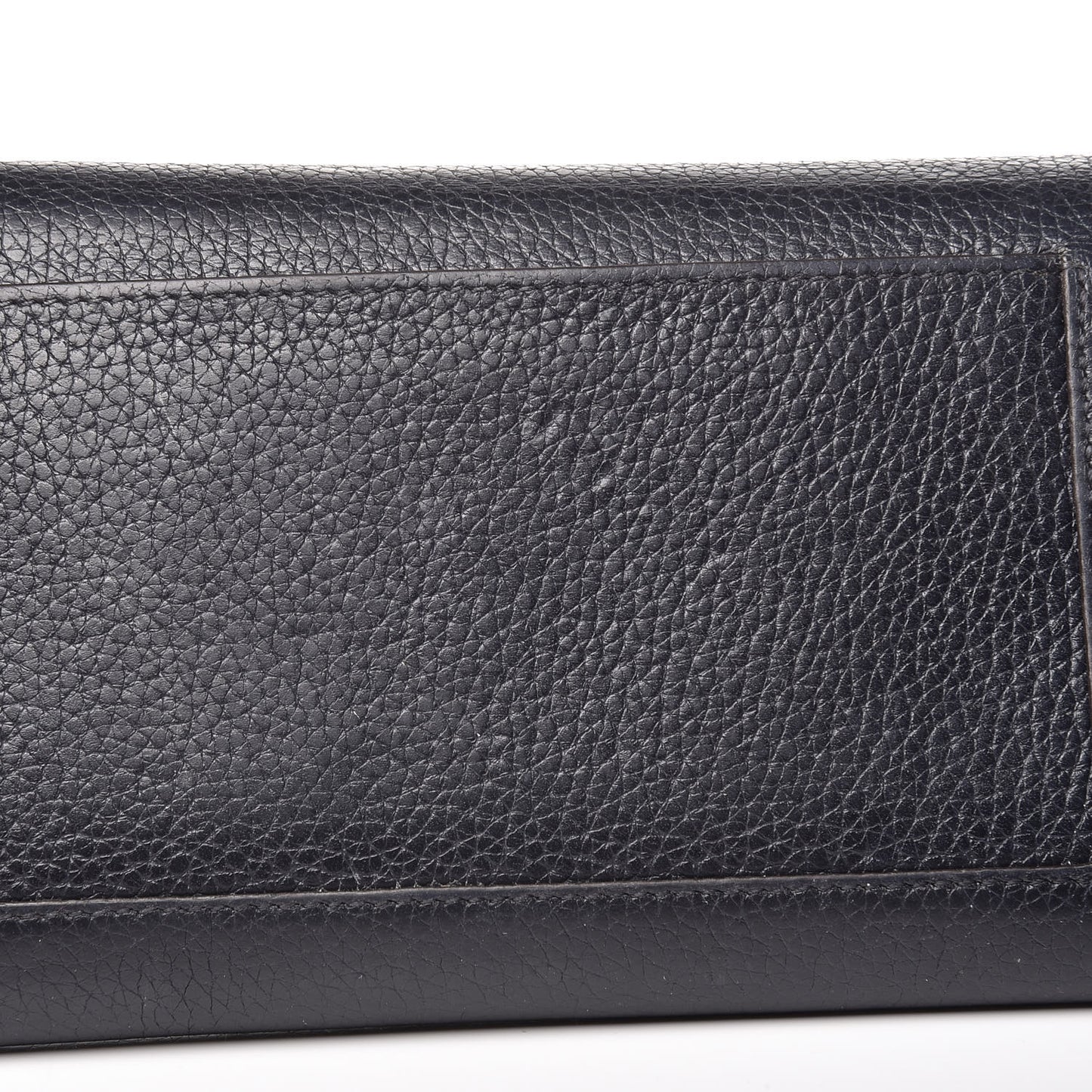 Drummed Calfskin Large Multifunction Flap Wallet Black