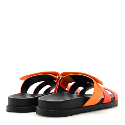 Hermes Suede Goatskin Womens Chypre Sandals 38 Rouge Ecarlate 4 of 7