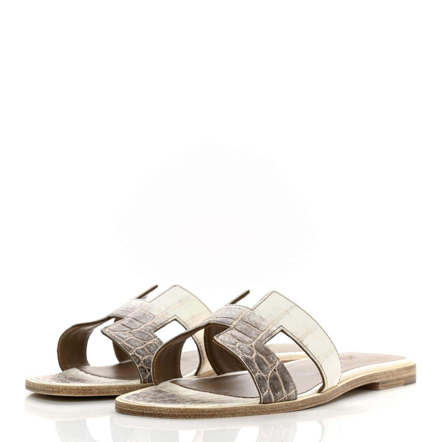 Matte Niloticus Crocodile Himalaya Oran Sandals 38.5 Blanc