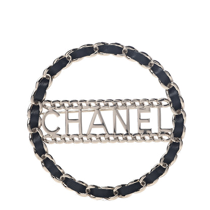 Chanel Lambskin Chain Logo Brooch Black Gold 1 of 4