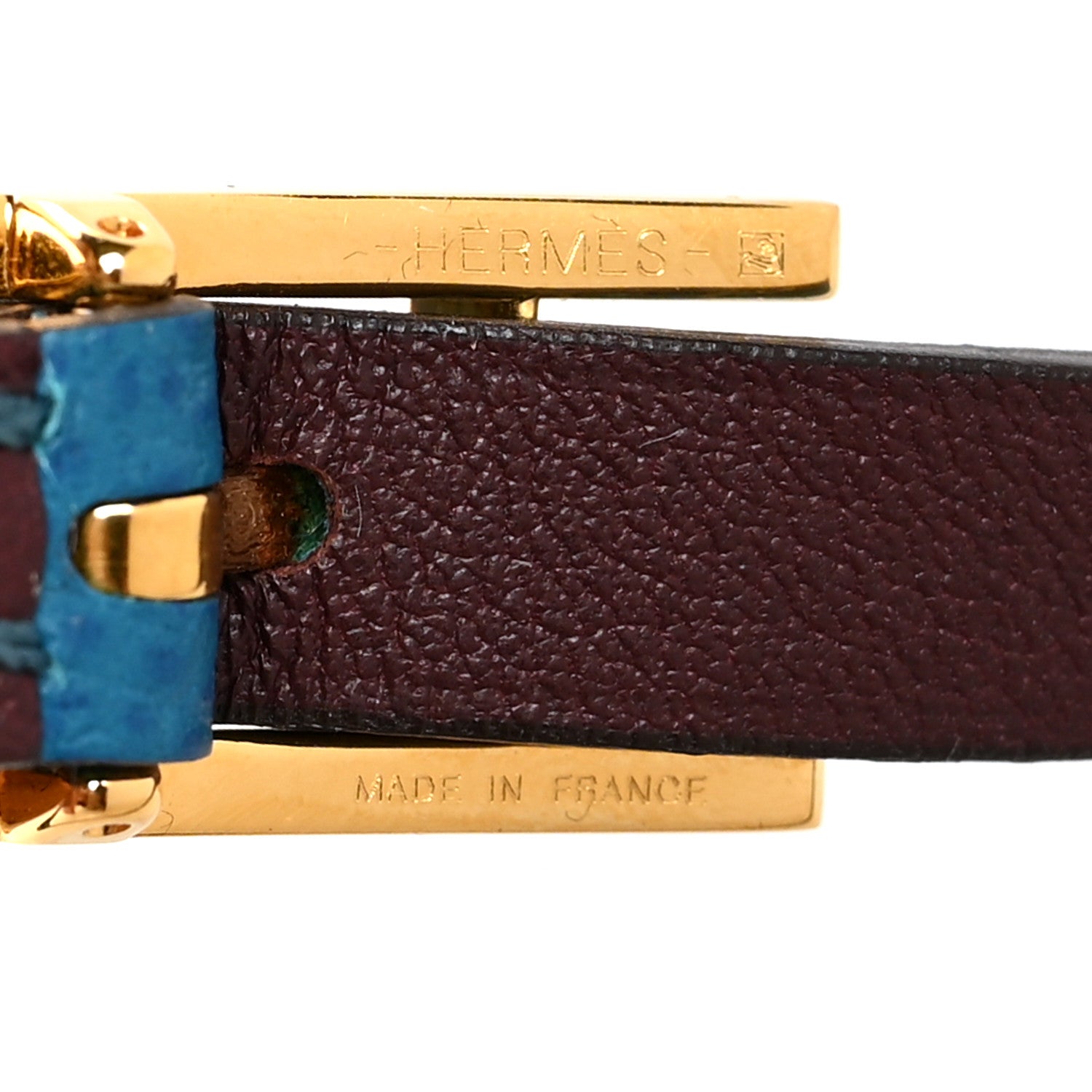 Hermes Epsom Swift Behapi Double Tour Bracelet S Bleu Izmir Rouge H 4 of 4