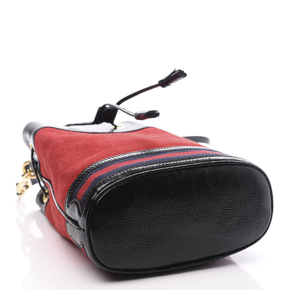 Gucci Suede Patent Web Small Ophidia Bucket Bag Hibiscus Red Black 3 of 9