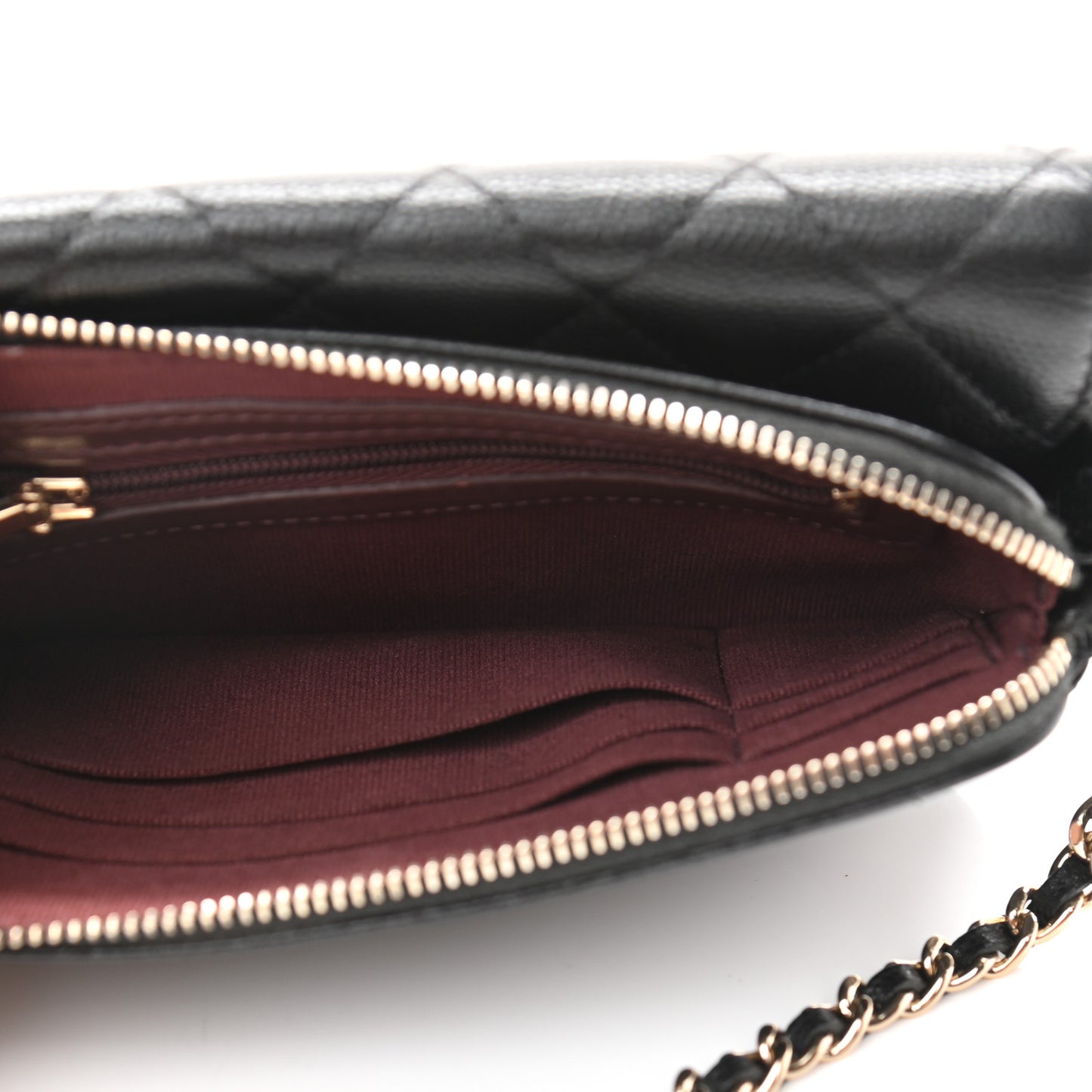 Caviar Quilted Flap Phone Holder With Chain Black
