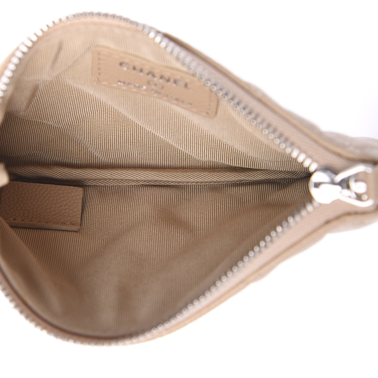 Caviar Quilted Small Cosmetic Case Beige