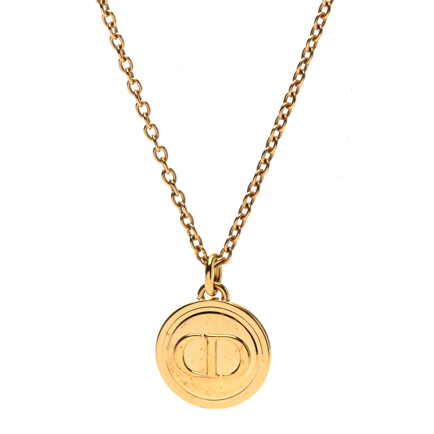 Metal CD Logo Necklace Gold
