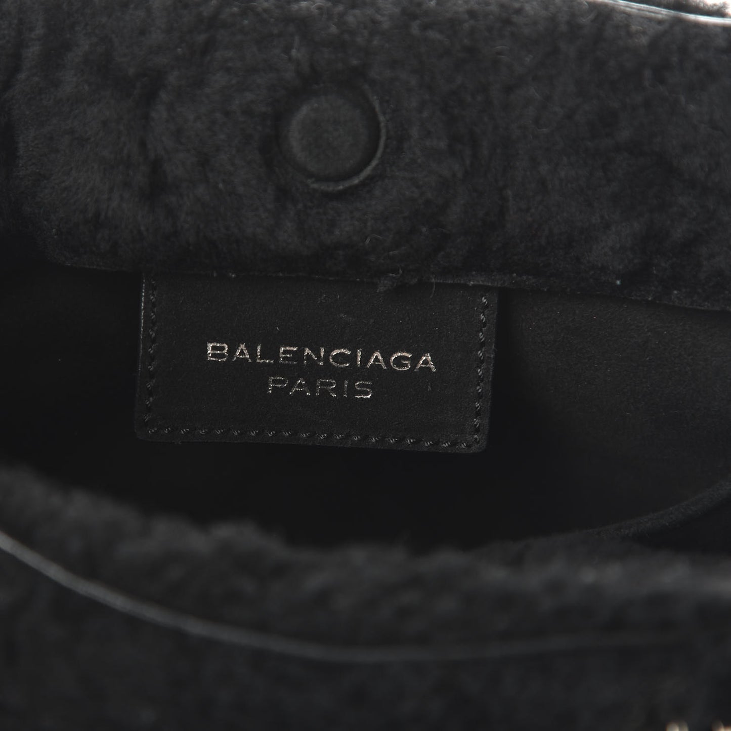 Shearling Suede Classic Silver Hardware Papier Mini A4 Tote Black