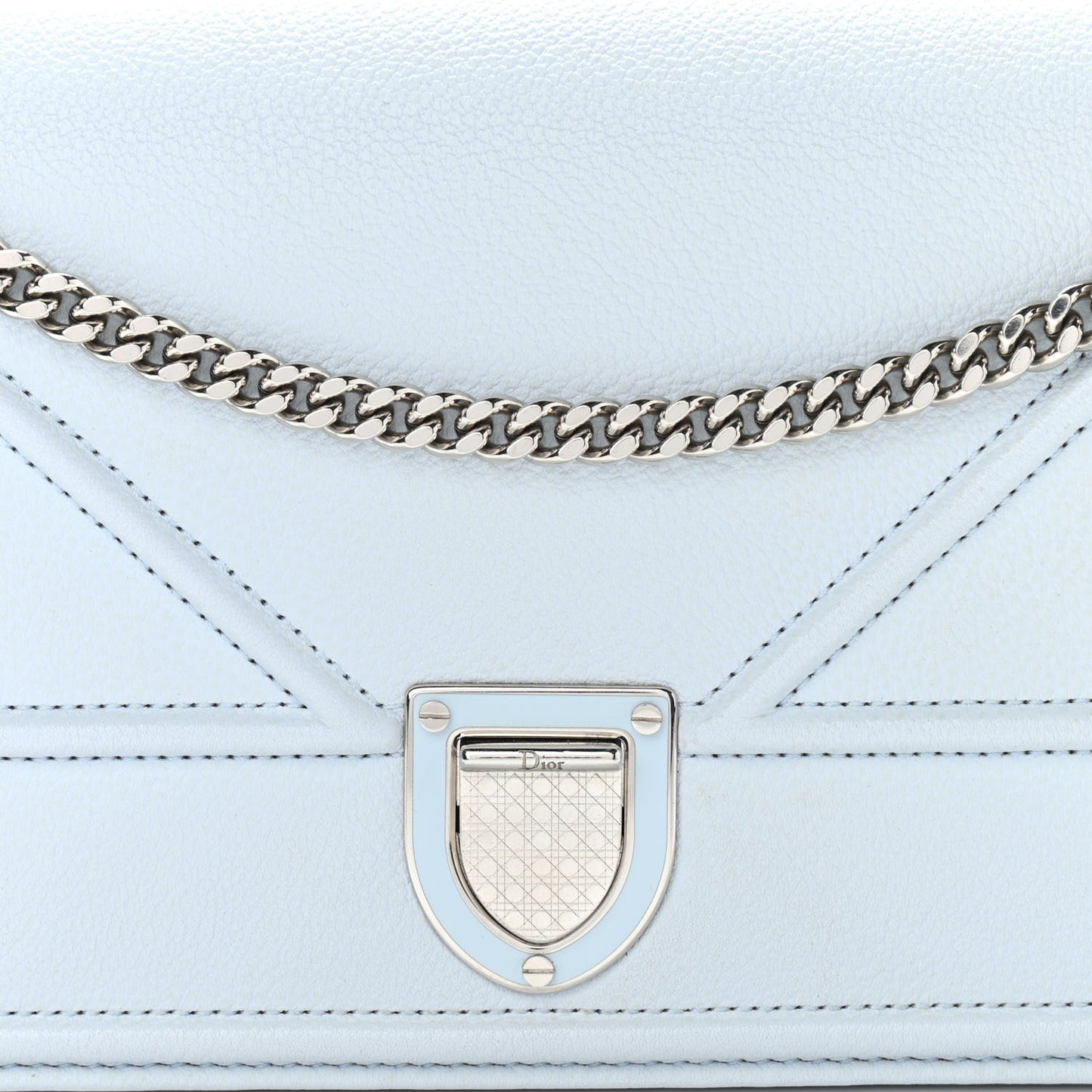 Calfskin Large Diorama Croisiere Chain Wallet Light Blue