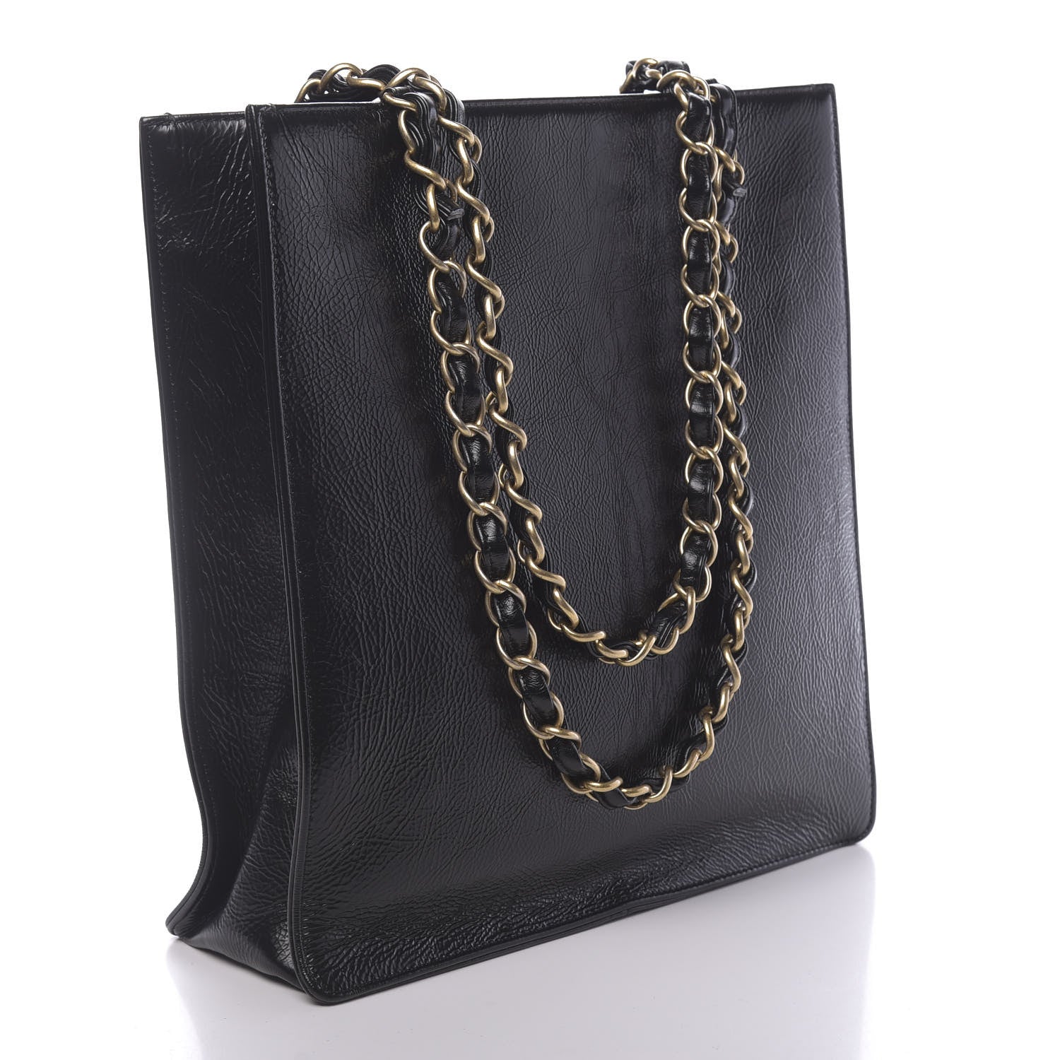 Chanel Shiny Aged Calfskin North South Shopping Bag Black 3 of 10