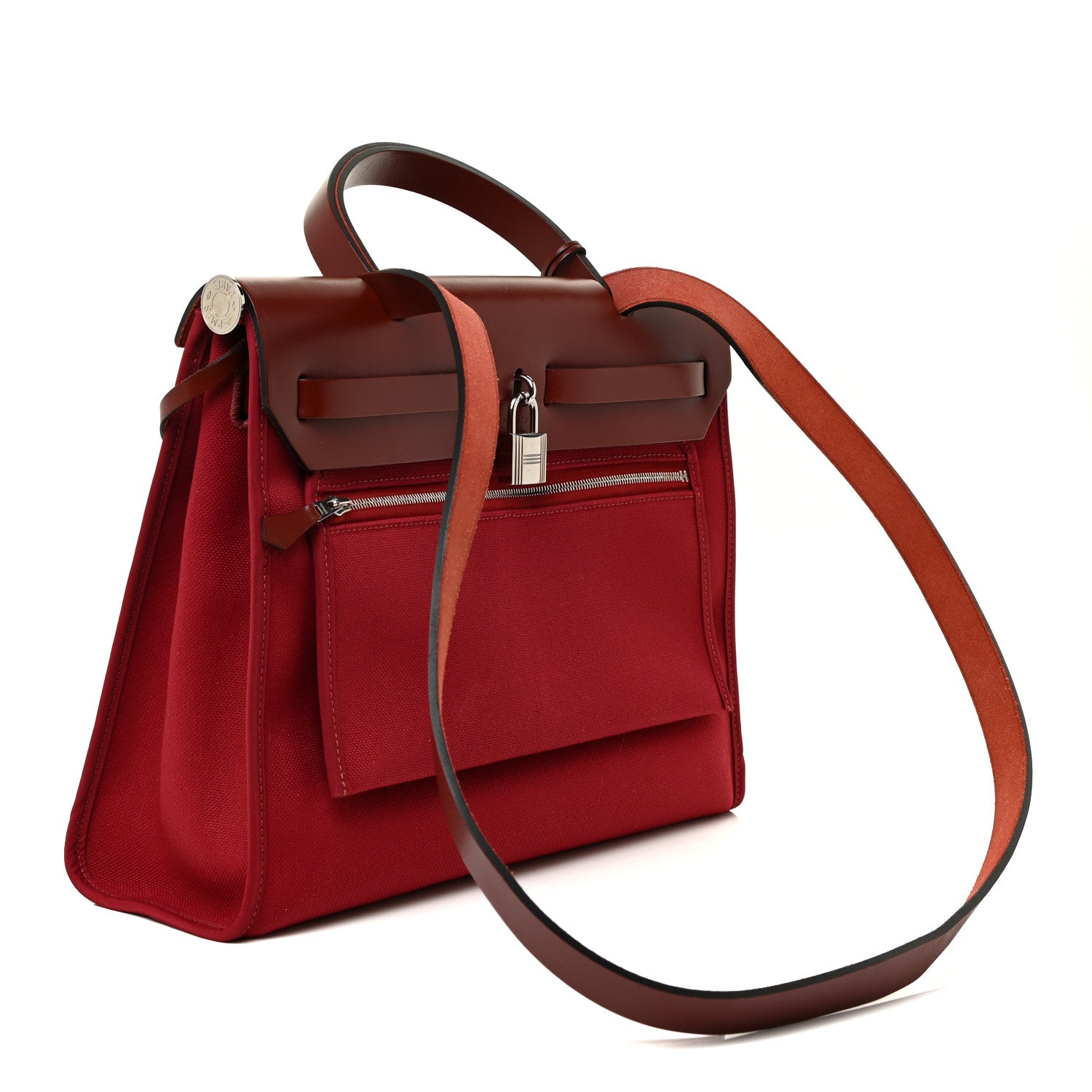 Hermes Military Toile Vache Hunter Herbag Zip 31 PM Rouge Grenat 4 of 15