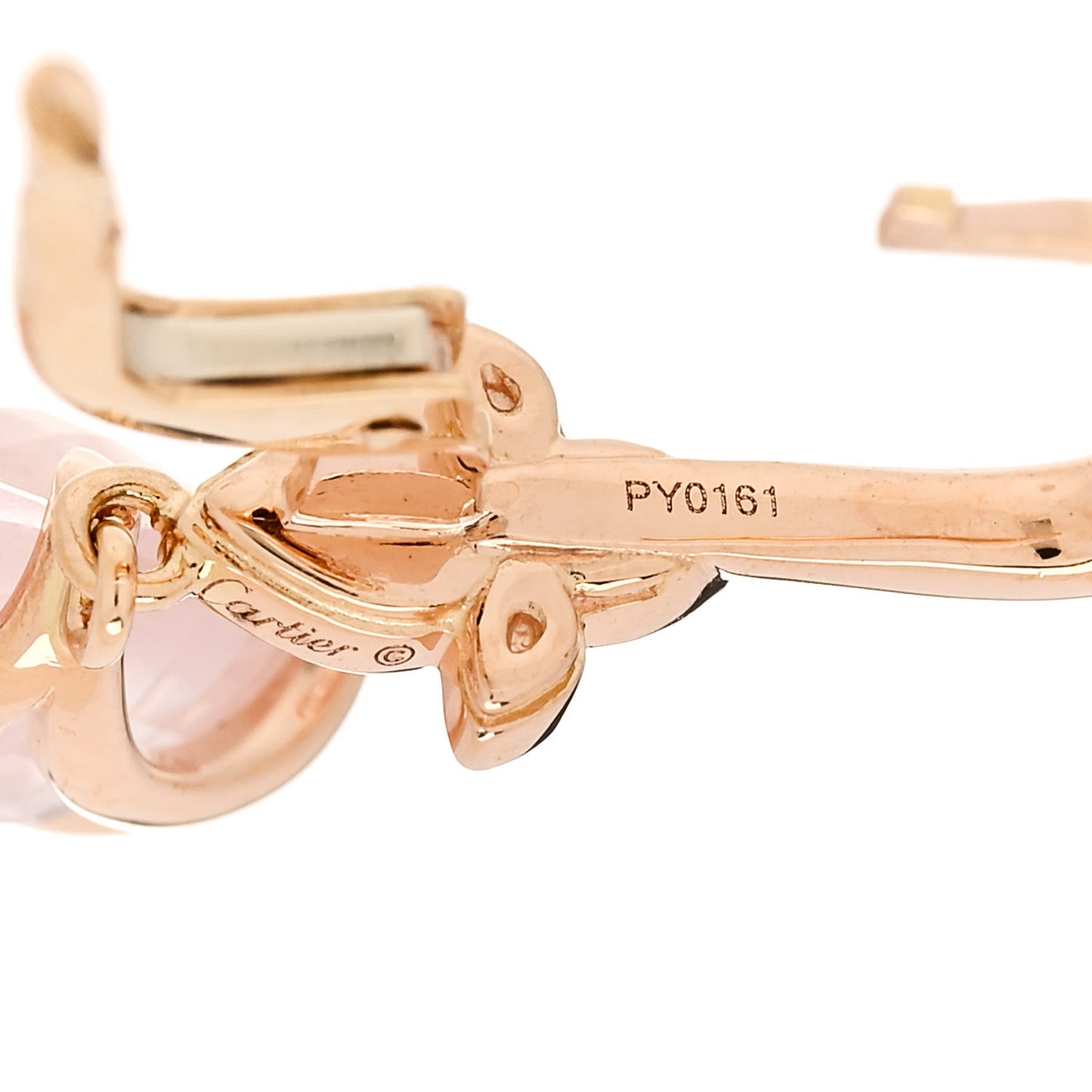 18K Pink Gold Diamond Rose Quartz Inde Mysterieuse Earrings