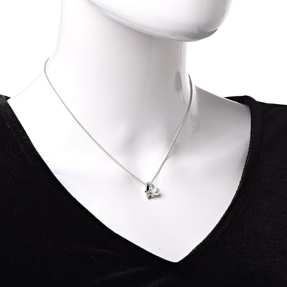 Mikimoto 18K White Gold Diamond Akoya Pearl 5.5mm Flower Pendant Necklace 2 of 6