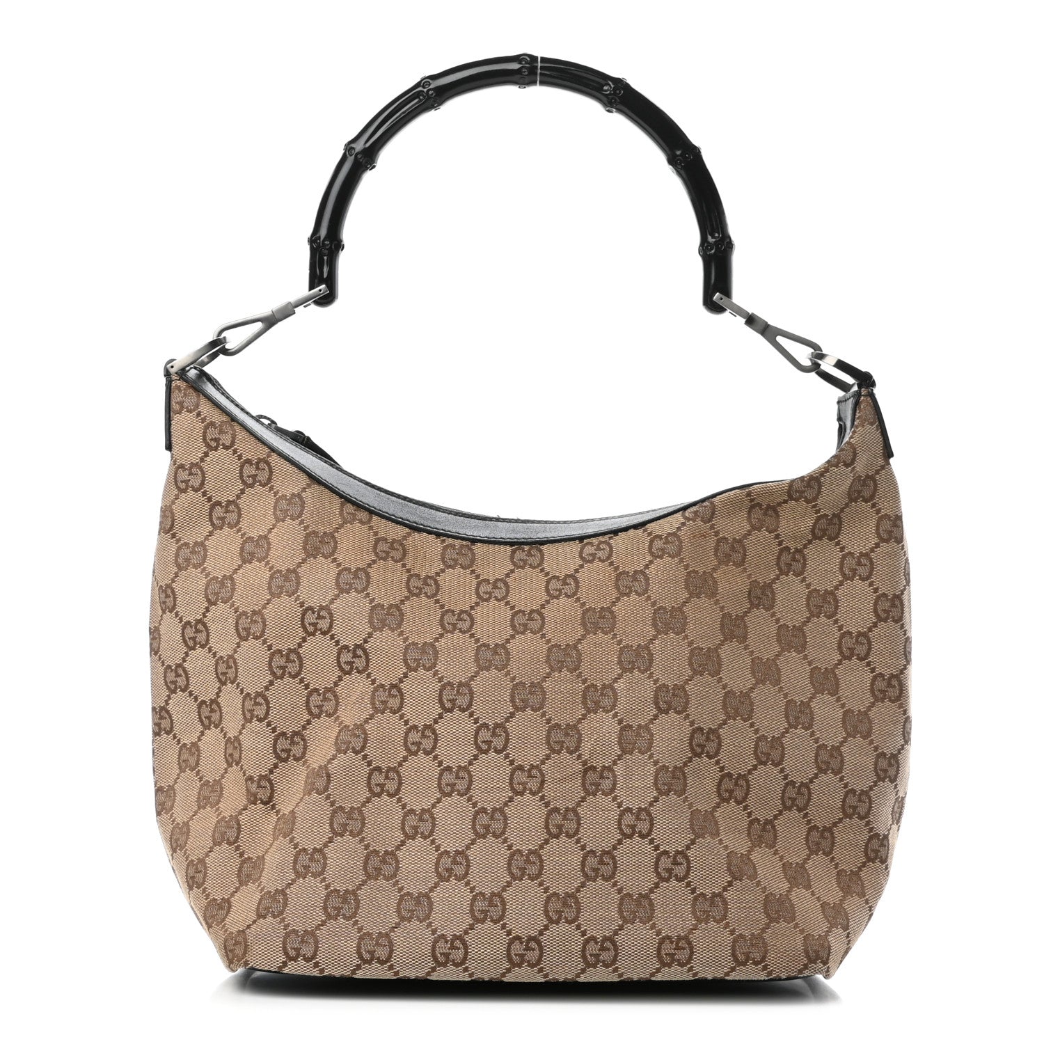 Gucci Monogram Bamboo Shoulder Bag Black 1 of 4