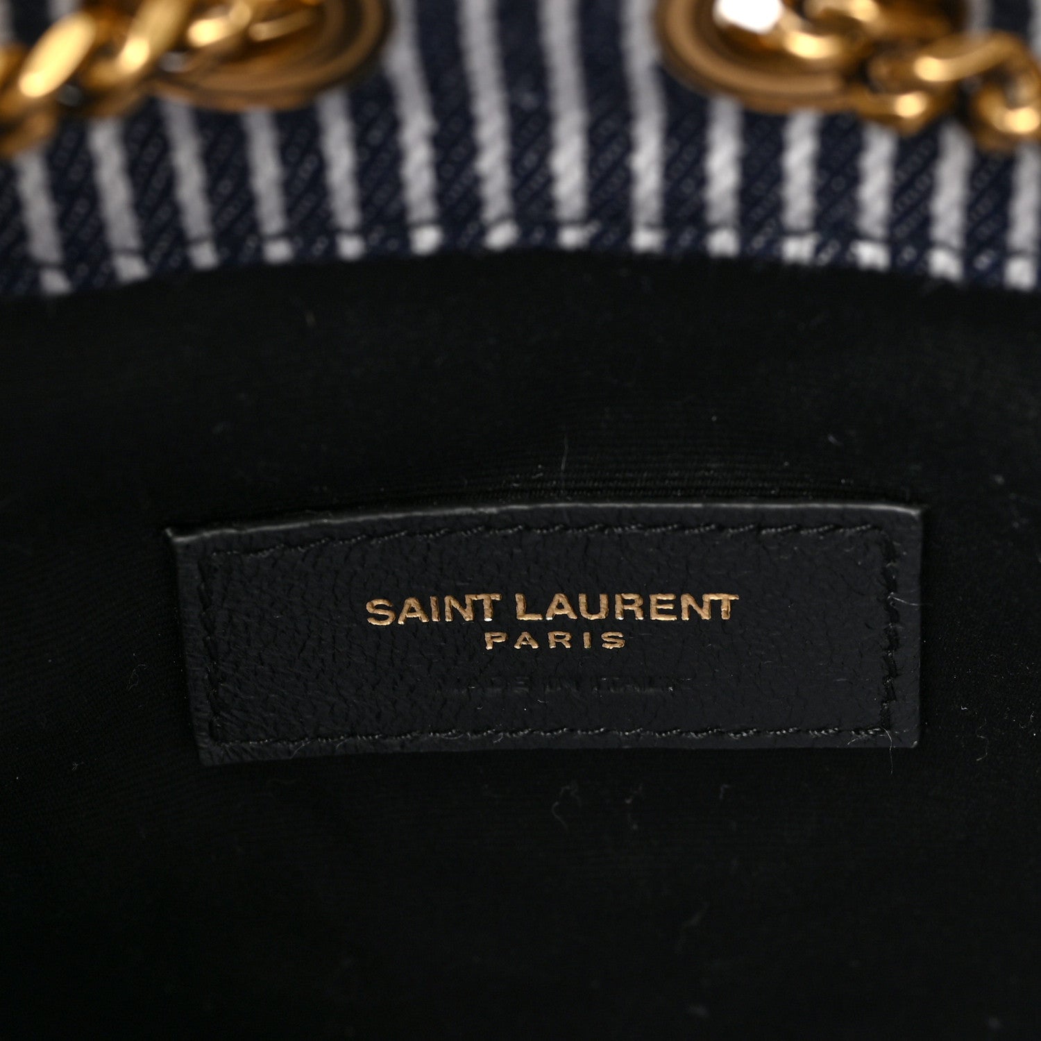 Saint Laurent Canvas Striped Nano Joe Bucket Bag Deep Marine Cream 6 of 9
