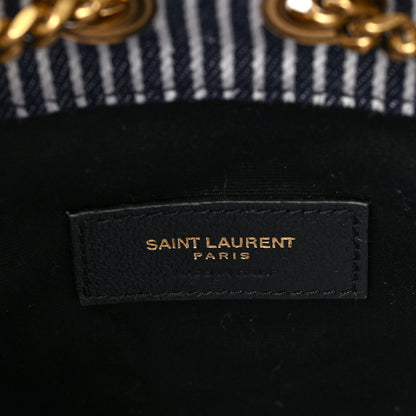 Saint Laurent Canvas Striped Nano Joe Bucket Bag Deep Marine Cream 6 of 9