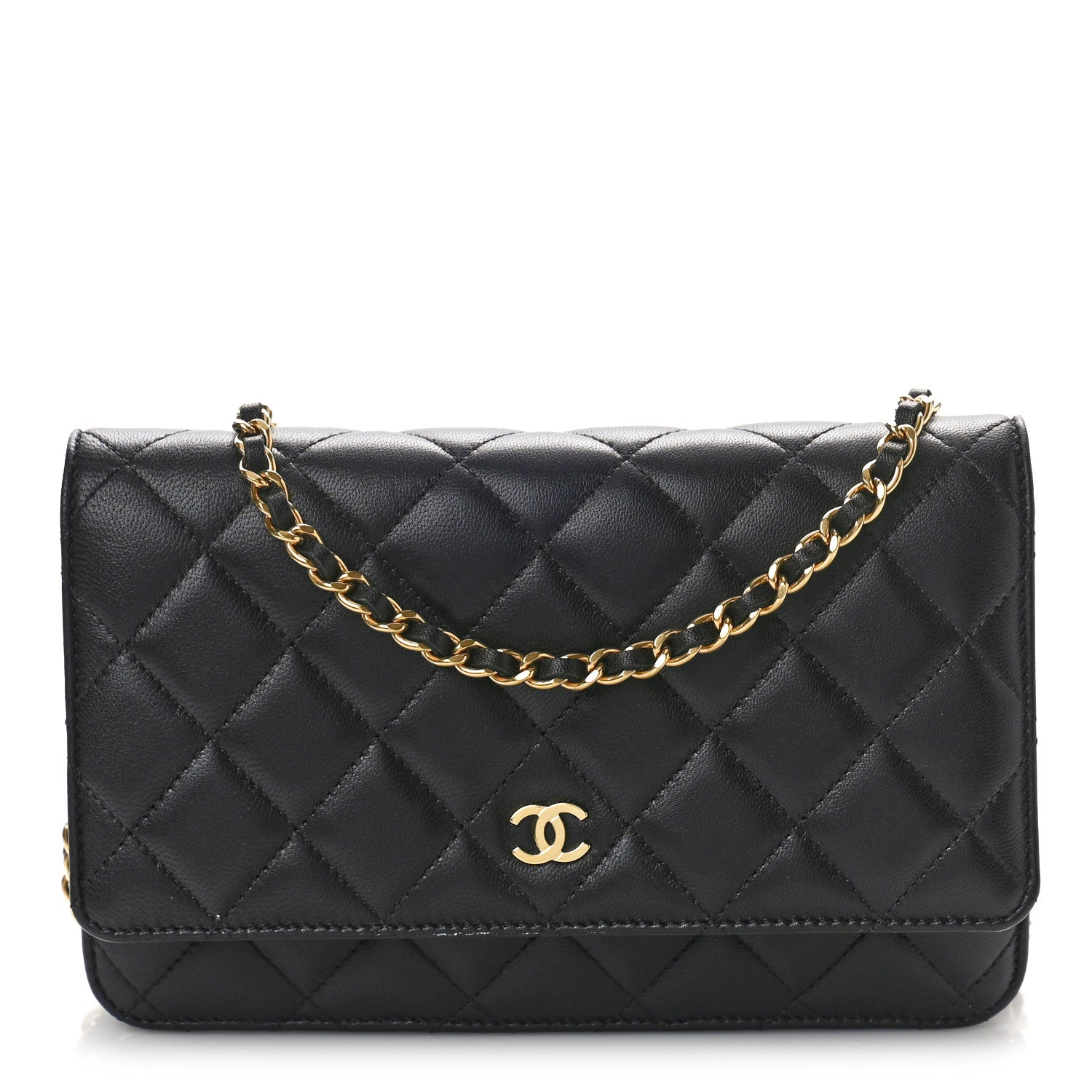 Chanel Lambskin Quilted Wallet On Chain WOC Black 1 of 10