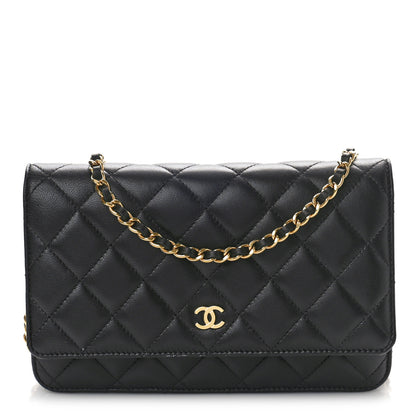 Chanel Lambskin Quilted Wallet On Chain WOC Black 1 of 10