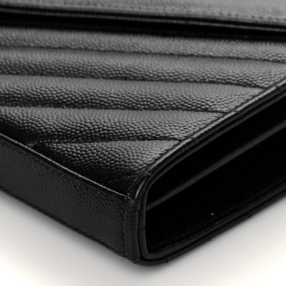 Saint Laurent Grain De Poudre Matelasse Chevron Monogram Chain Wallet Black 9 of 9
