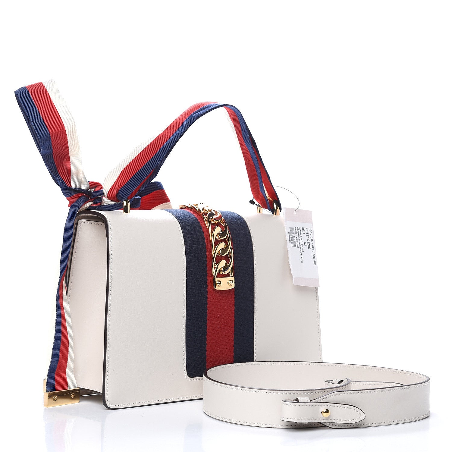 Gucci Calfskin Embroidered Small Sylvie Shoulder Bag White 4 of 11