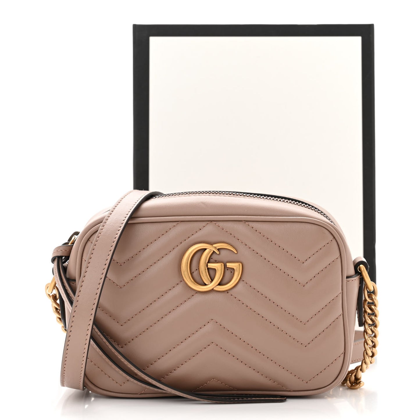 Calfskin Matelasse Mini GG Marmont Chain Shoulder Bag Porcelain Rose