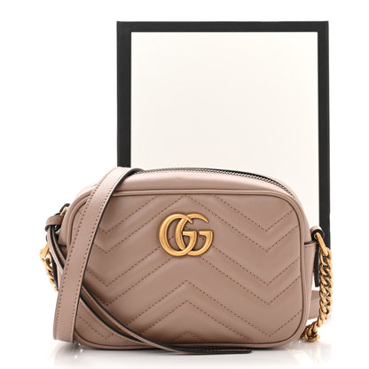 Gucci Calfskin Matelasse Mini GG Marmont Chain Shoulder Bag Porcelain Rose 11 of 11
