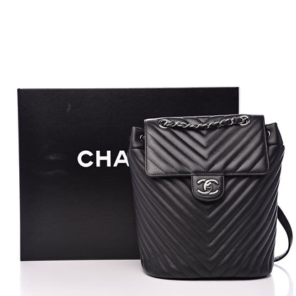 Chanel Calfskin Chevron Quilted Small Urban Spirit Backpack Black 12 of 12