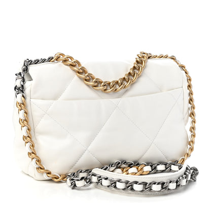 Chanel Shiny Goatskin Quilted Medium Chanel 19 Flap White 3 of 11