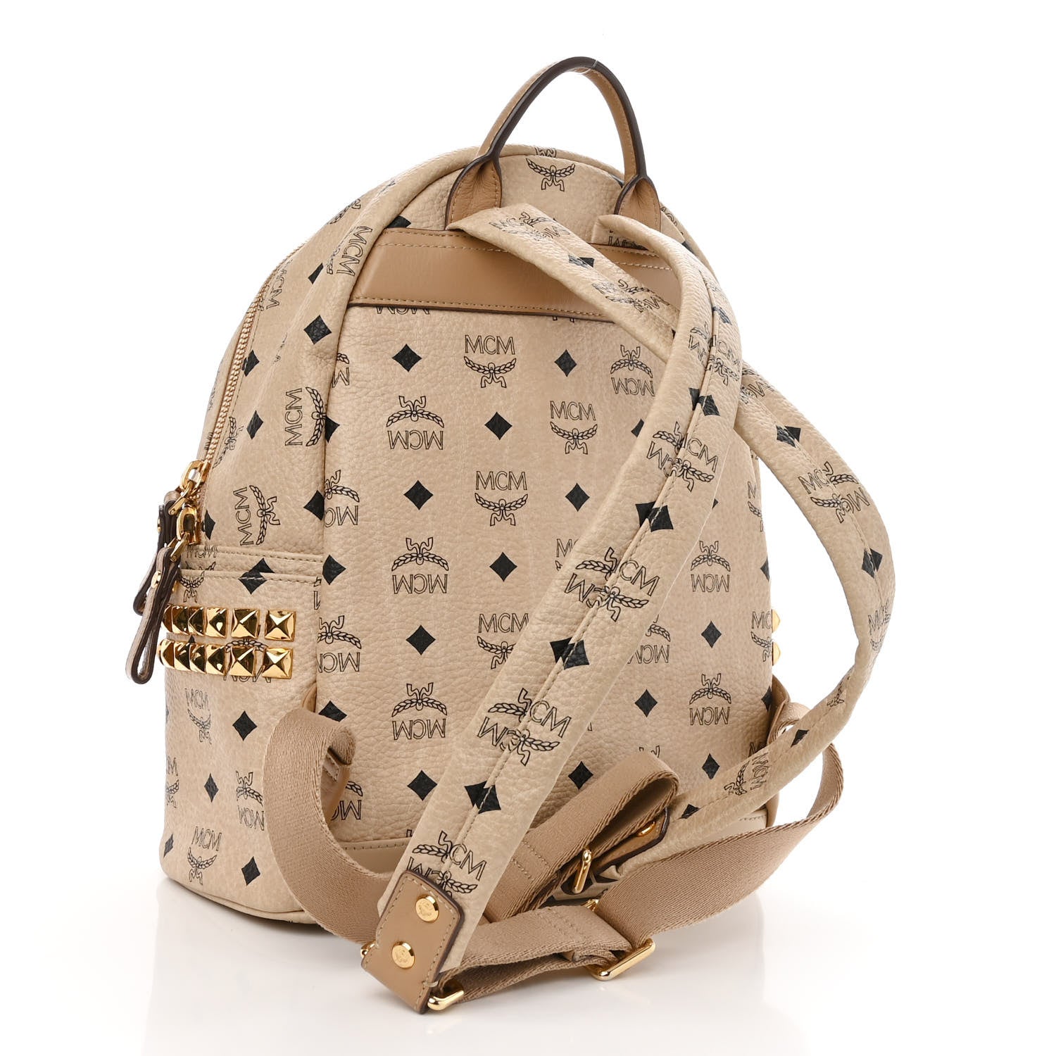 MCM Visetos Small Side Stud Stark Backpack Beige 3 of 10