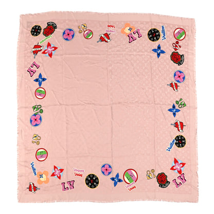 Louis Vuitton Silk Wool Monogram LV Stories Shawl Nude 1 of 4