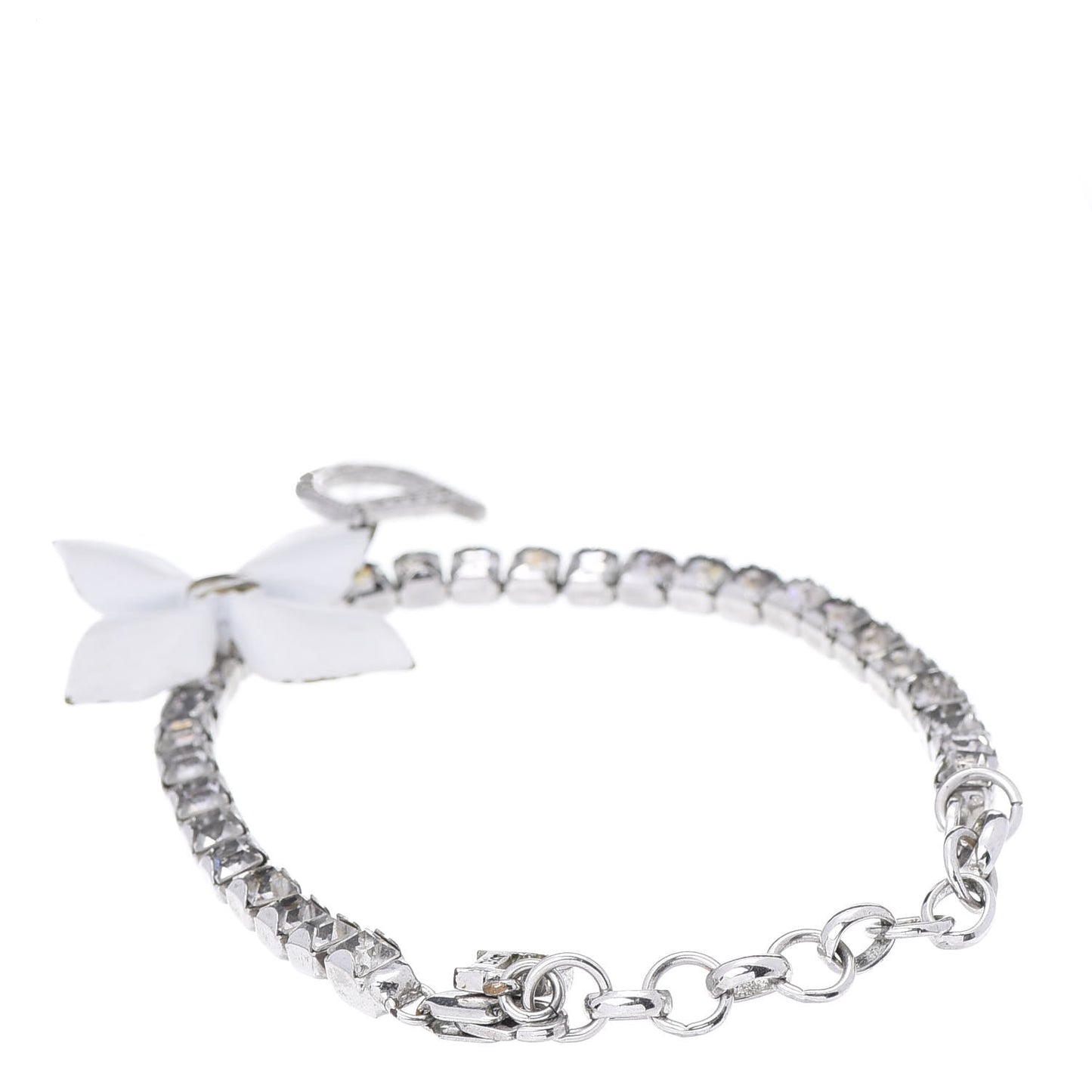 Crystal Flower Bracelet Silver White