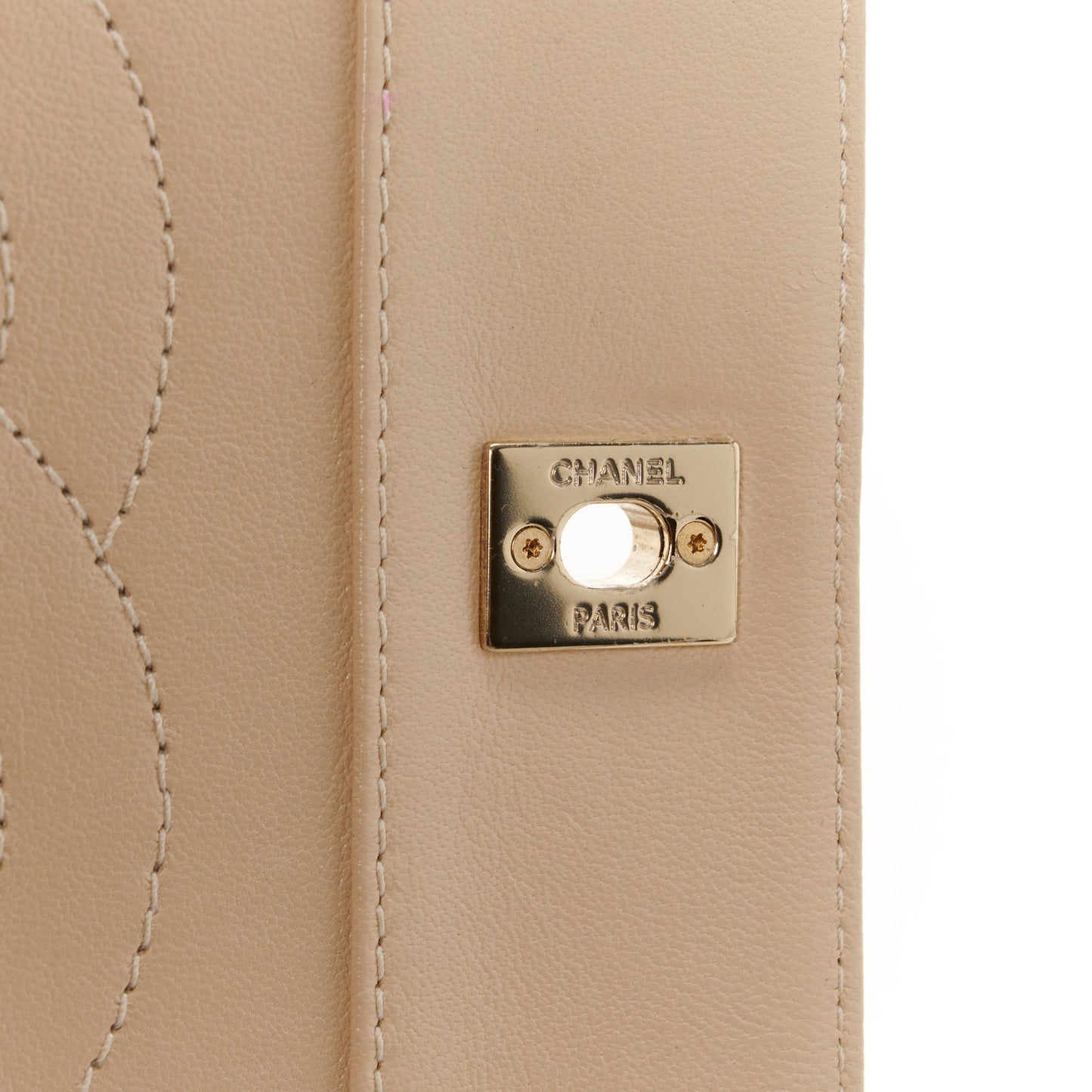 Sheepskin Quilted Medium Vintage Mademoiselle Flap Beige Black