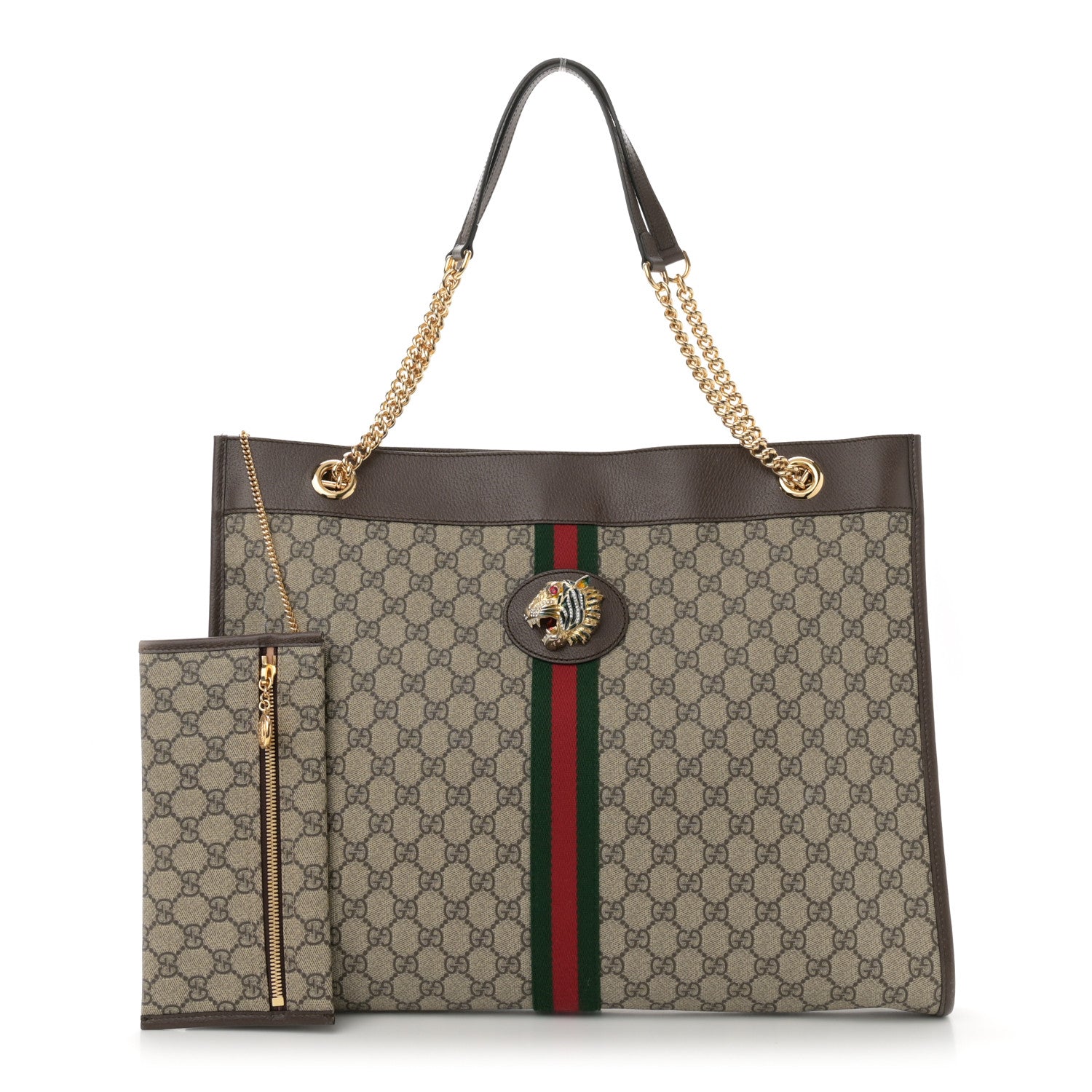 Gucci GG Supreme Monogram Large Rajah Chain Tote Beige New Acero 3 of 12