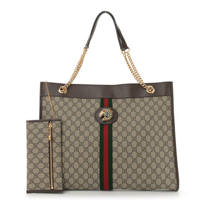 Gucci GG Supreme Monogram Large Rajah Chain Tote Beige New Acero 3 of 12
