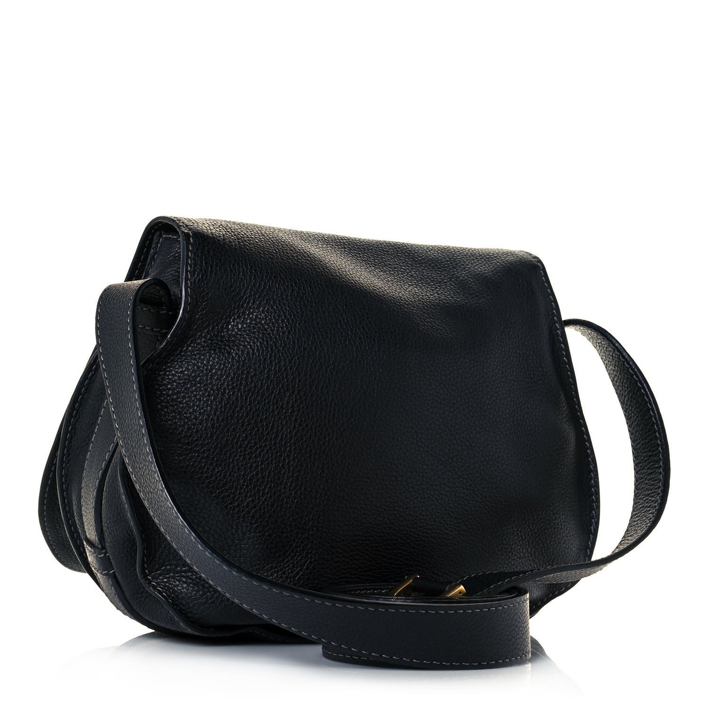 Calfskin Medium Marcie Round Crossbody Bag Black
