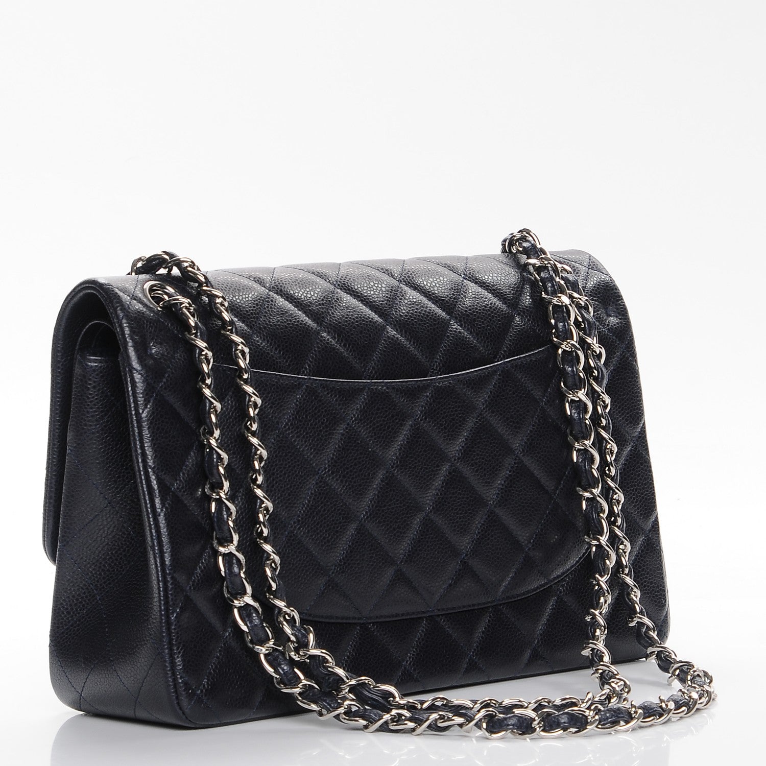 Chanel Caviar Quilted Jumbo Double Flap Navy Blue 3 of 10