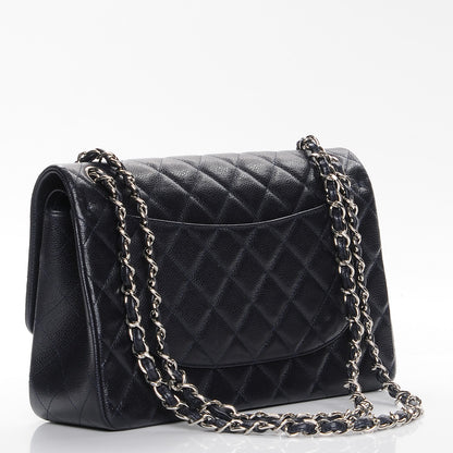 Chanel Caviar Quilted Jumbo Double Flap Navy Blue 3 of 10