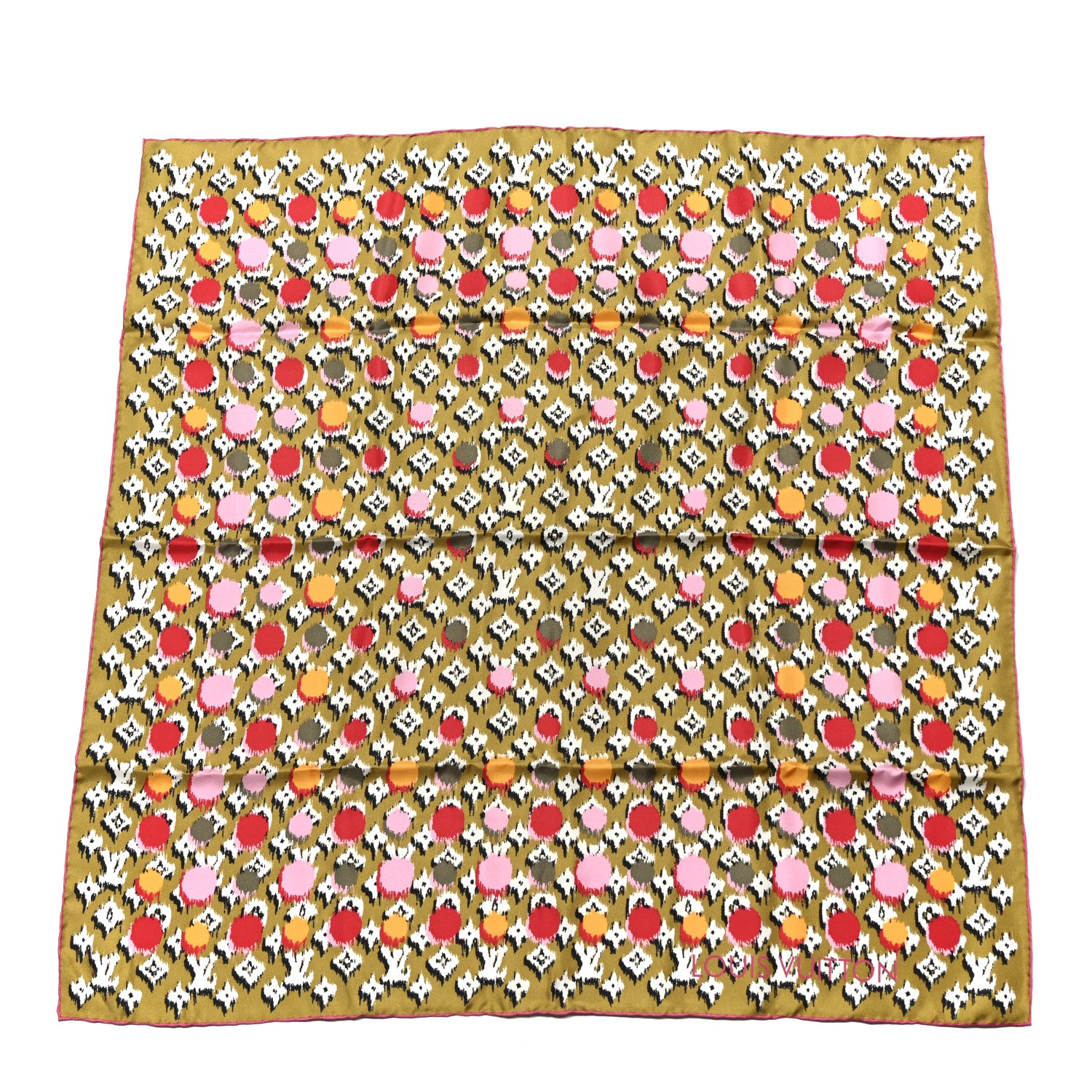 Louis Vuitton Silk Monogram Ikat Summer Square Scarf Moutard 1 of 4
