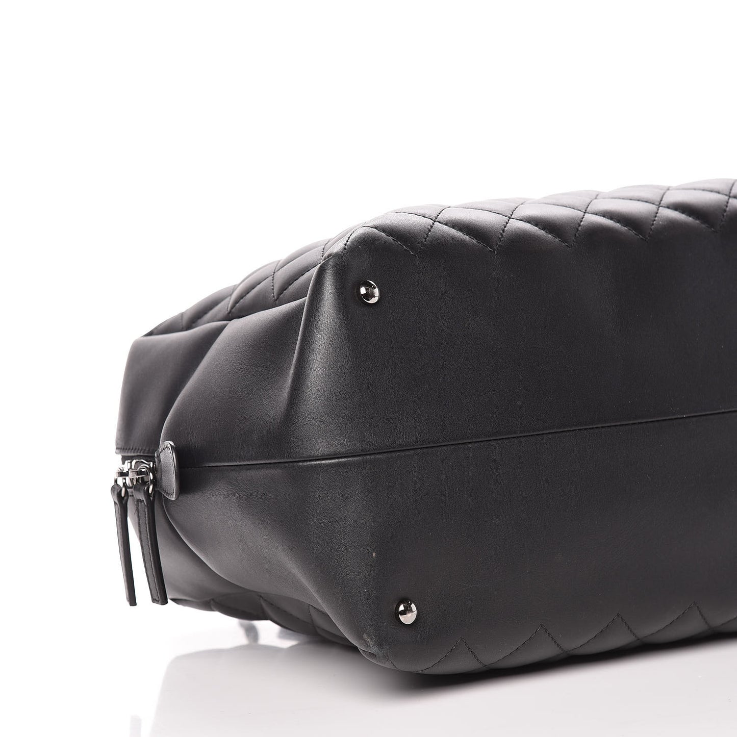 Calfskin Quilted Feather Weight Bowling Bag Black