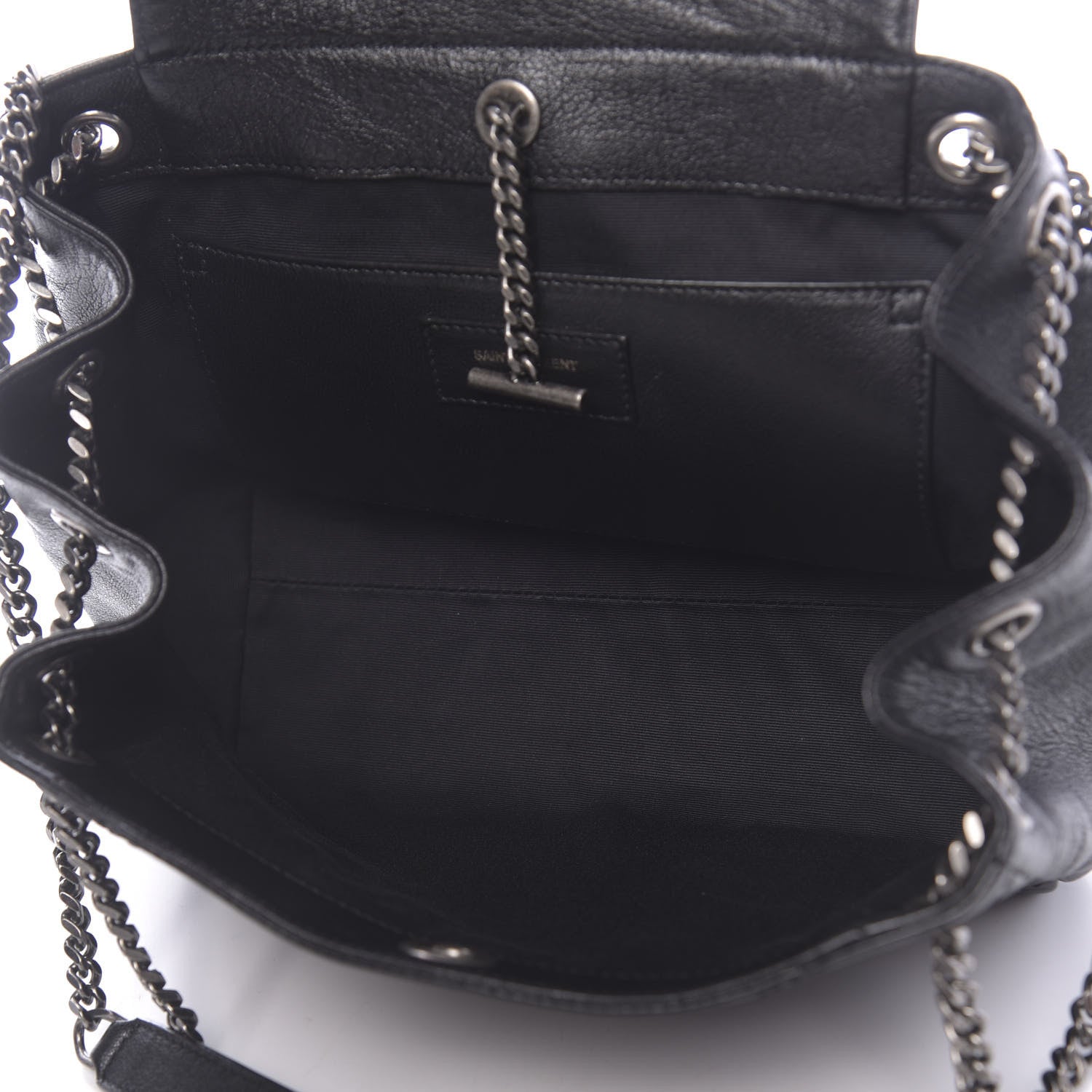 Saint Laurent Pebbled Lambskin Chevron Monogram Small Nolita Black 5 of 10