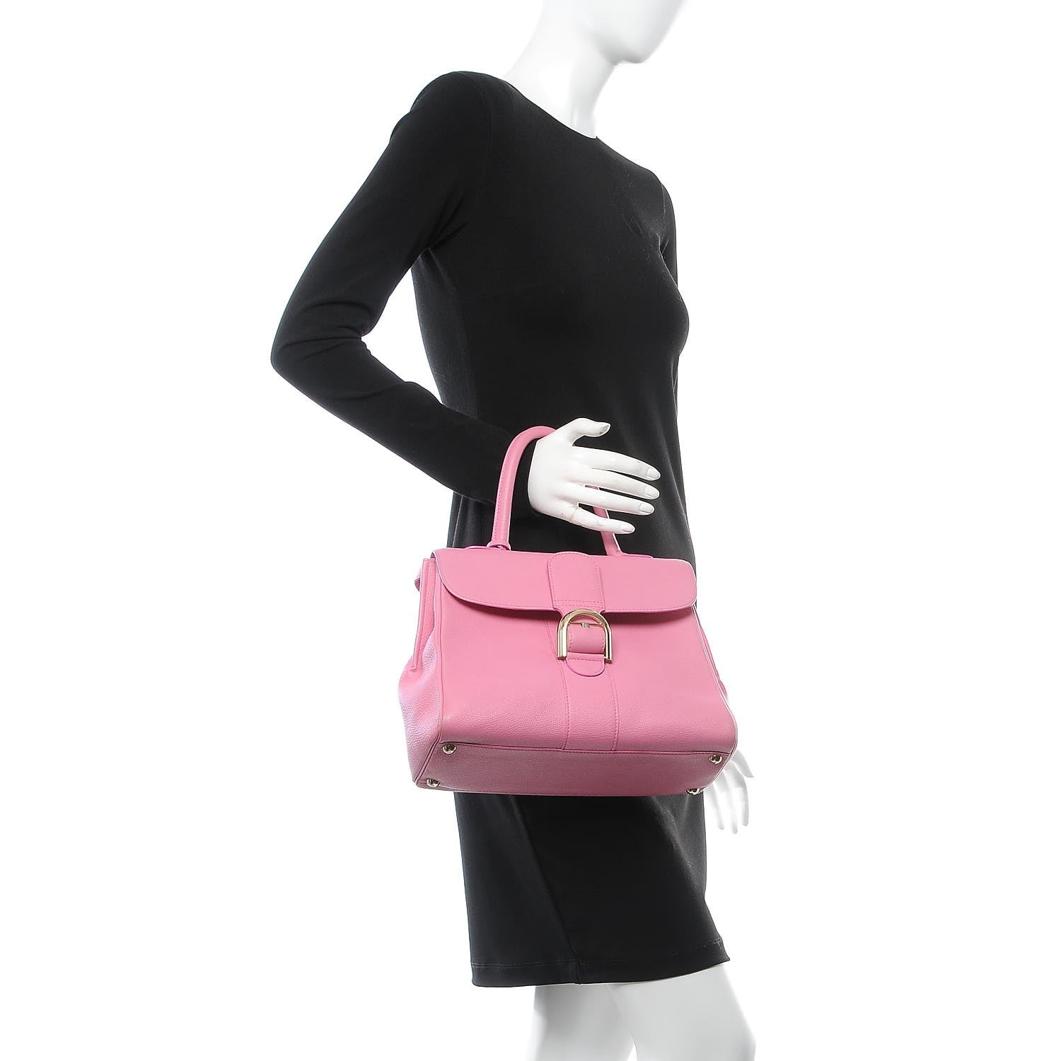 Delvaux Grained Calfskin MM Brillant Satchel Pink 3 of 17