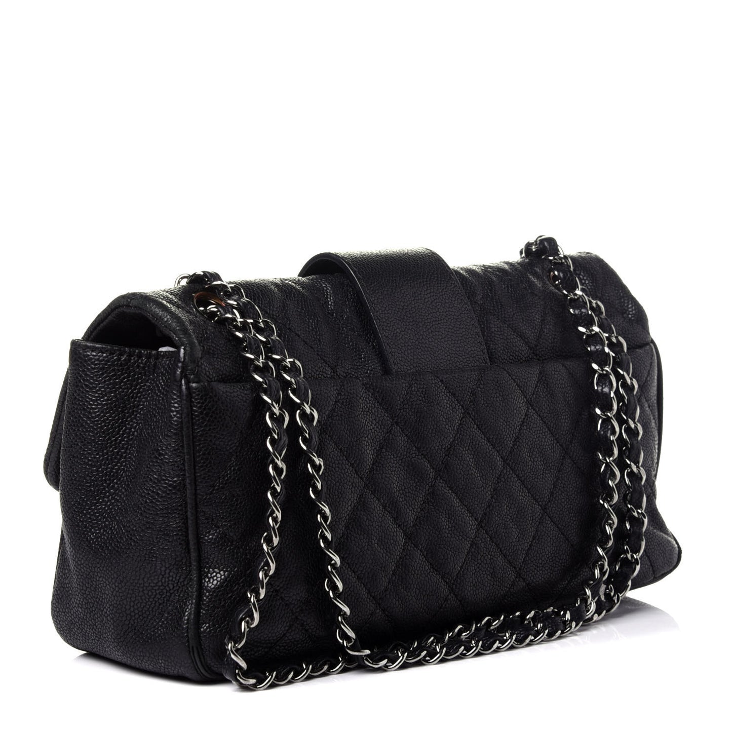 Caviar Quilted Jumbo Mademoiselle Flap Black