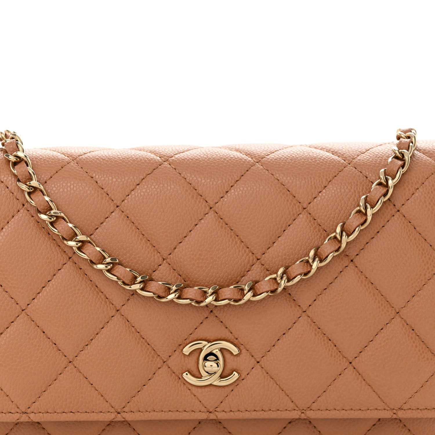 Chanel Caviar Quilted CC Turnlock Wallet On Chain WOC Brown 9 of 12