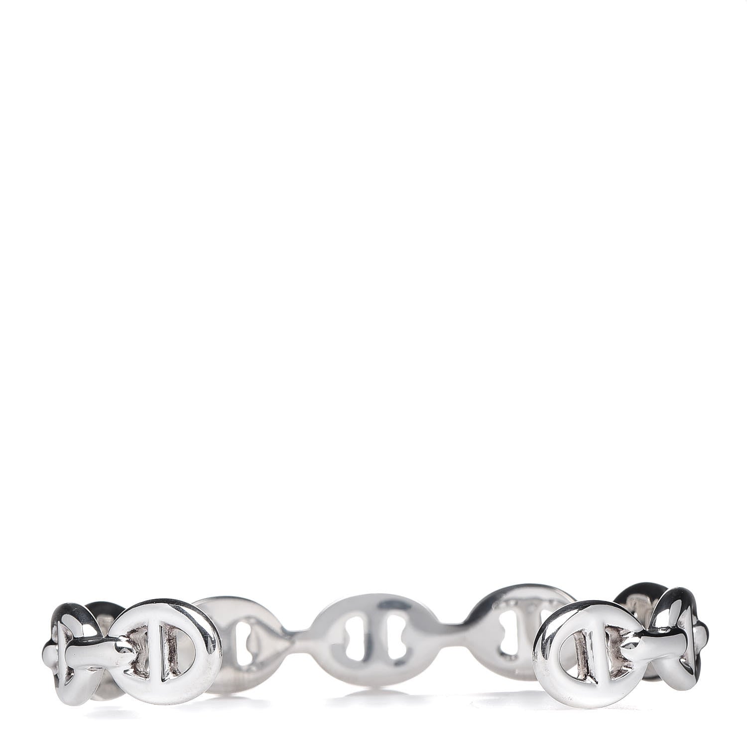 Hermes Sterling Silver MM Chaine d'Ancre Enchainee Cuff Bracelet SH 3 of 5
