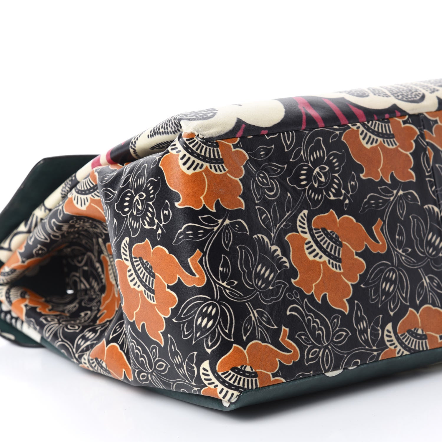 Valentino Garavani Calfskin Floral Print Mime Single Handle Bag Green 6 of 12