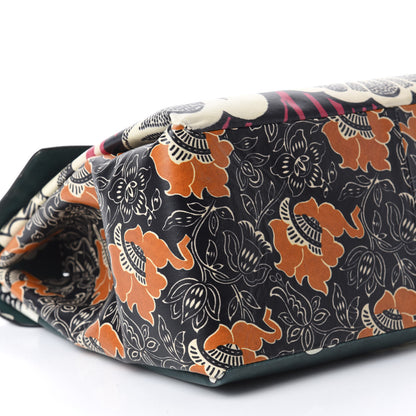 Valentino Garavani Calfskin Floral Print Mime Single Handle Bag Green 6 of 12