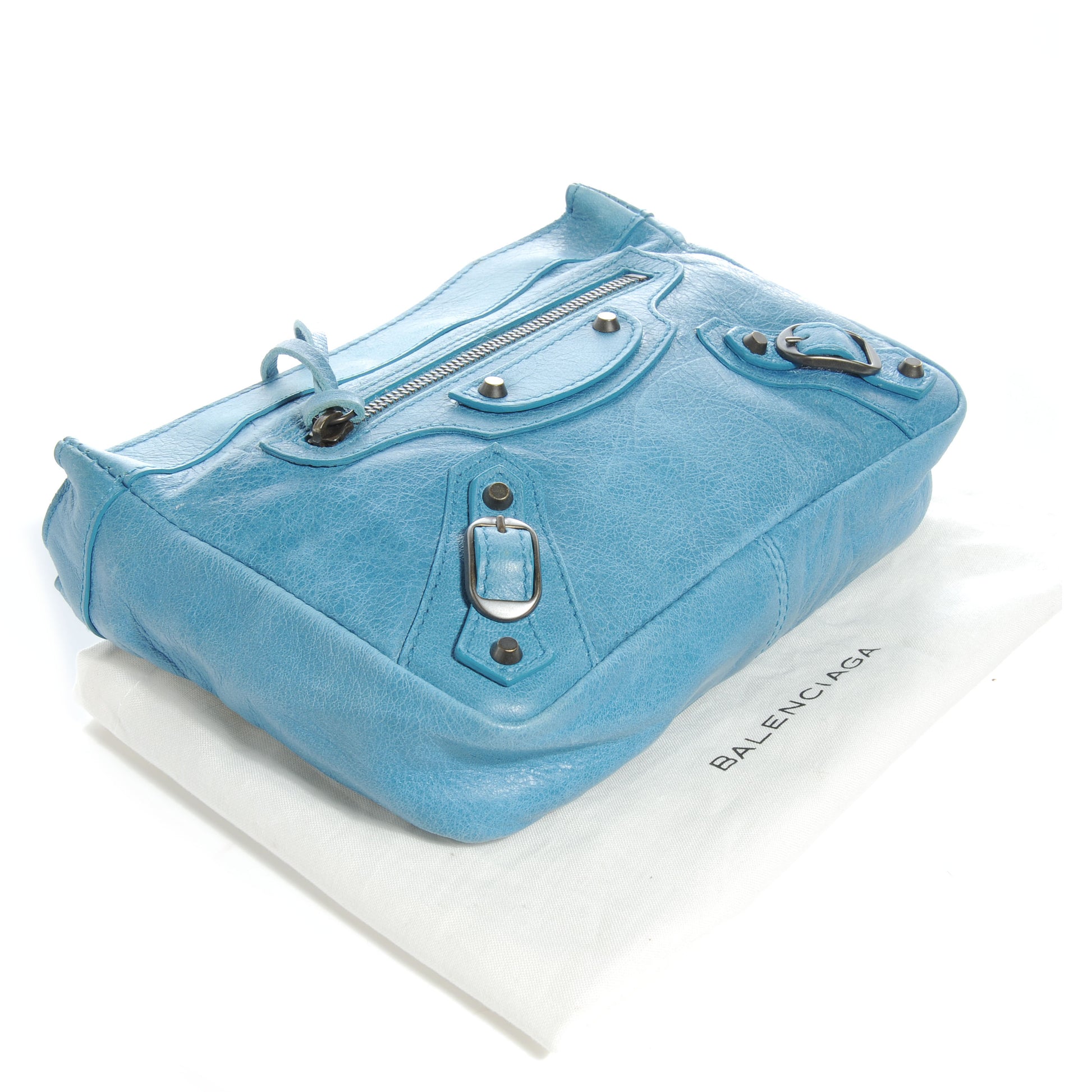 Balenciaga Chevre Porte Toilette Makeup Clutch Turquoise 4 of 7